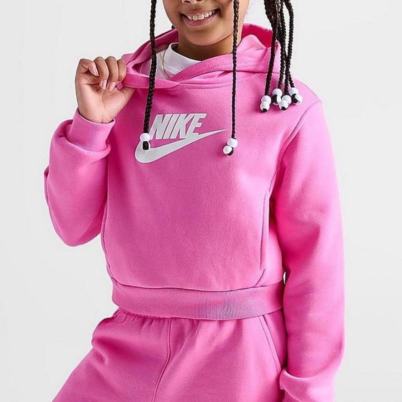 Nike Pink Girls Cropped Hoodie Girls XL but fits XS S Depop