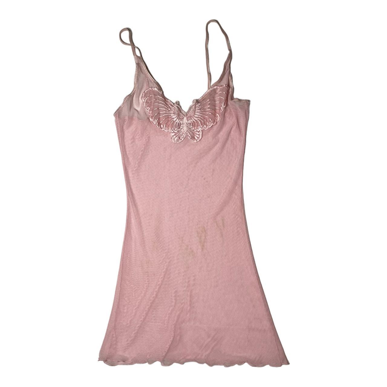 Rampage Sheer Baby Pink Butterfly Stitched Slip... - Depop