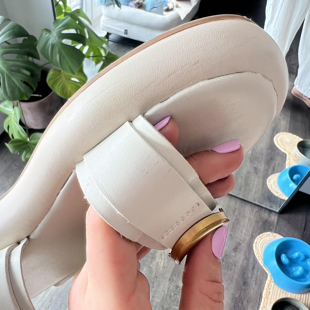 Matalan Cream Gold buckle sandals Size 5 Super... Depop