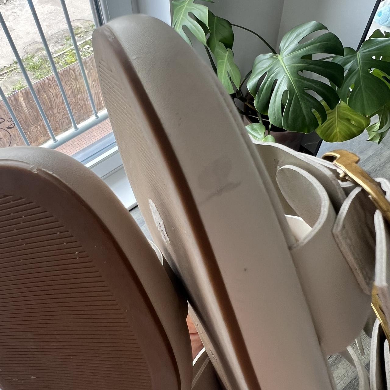 Matalan Cream Gold buckle sandals Size 5 Super... Depop