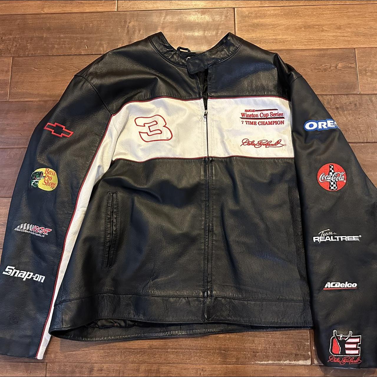 Dale Earnhardt Vintage Leather Racing Jacket Patches... - Depop