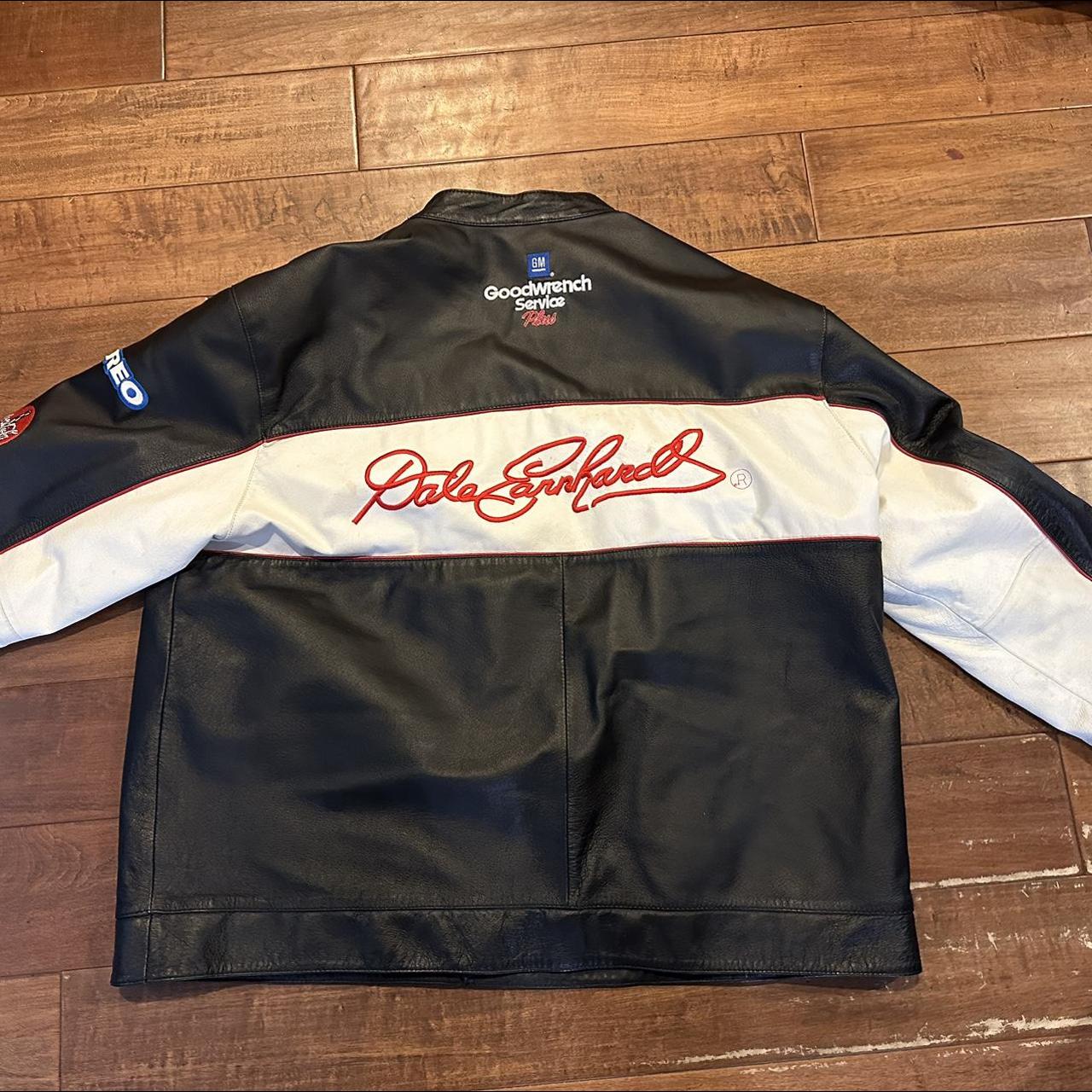Dale Earnhardt Vintage Leather Racing Jacket Patches... Depop