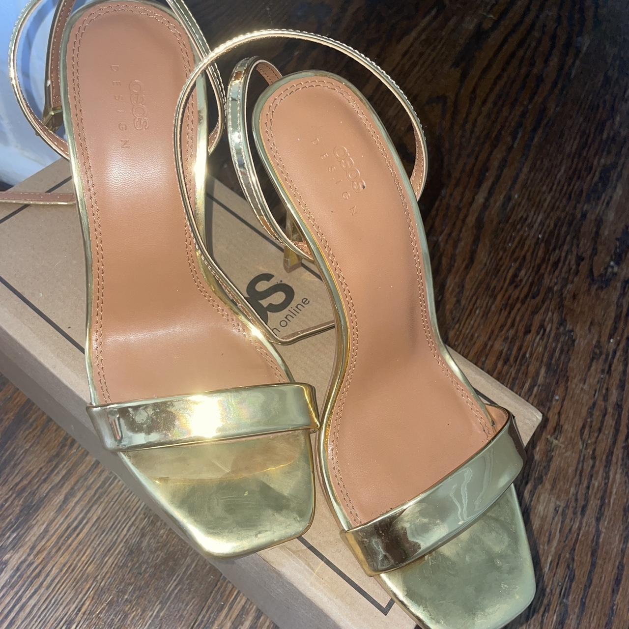 Shiny gold high heels with stiletto Depop