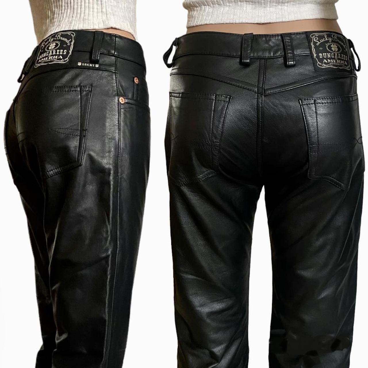 Black genuine soft leather jeans / pants ~ Lucky - Depop
