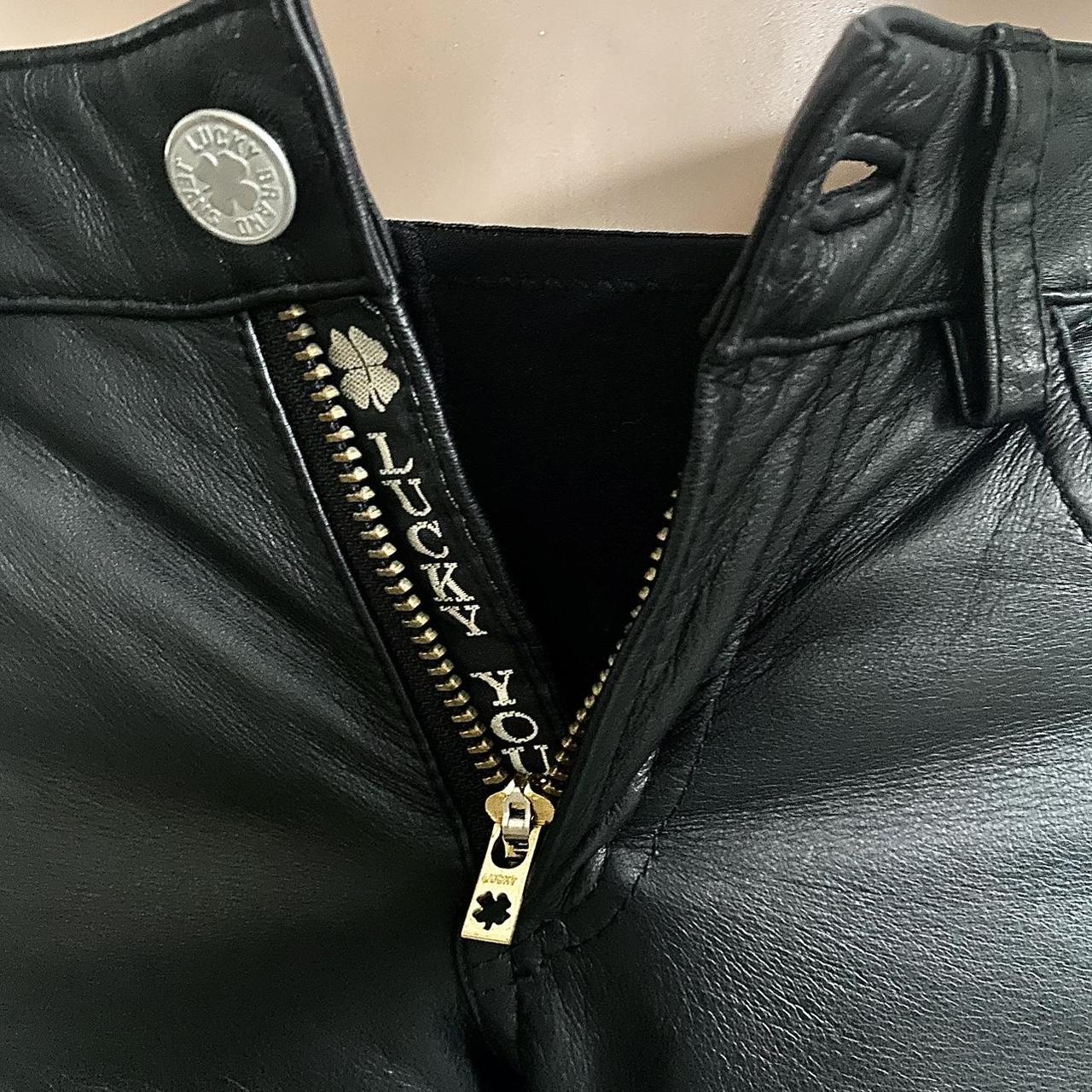 Black genuine soft leather jeans / pants ~ Lucky - Depop