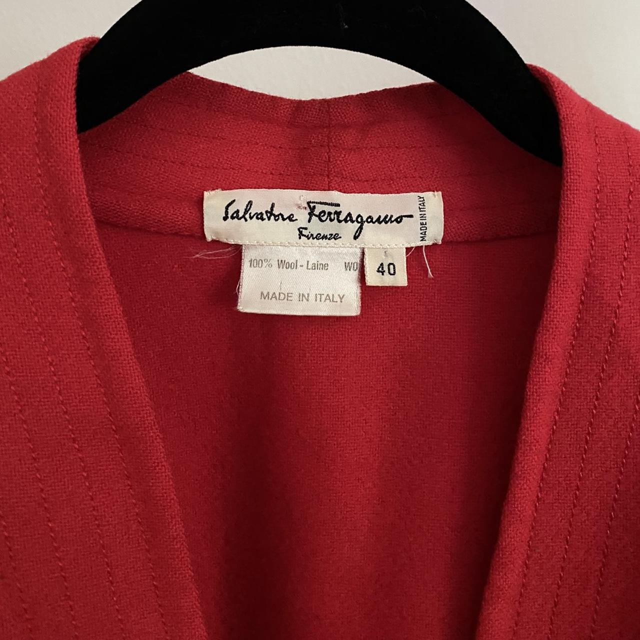 Vintage 80s Ferragamo red wool long blazer jacket. - Depop
