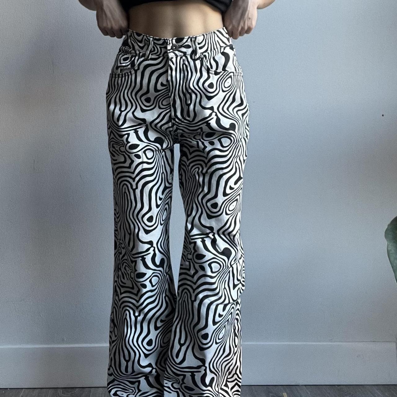 Black and white swirled Ragged Priest jeans. - Depop