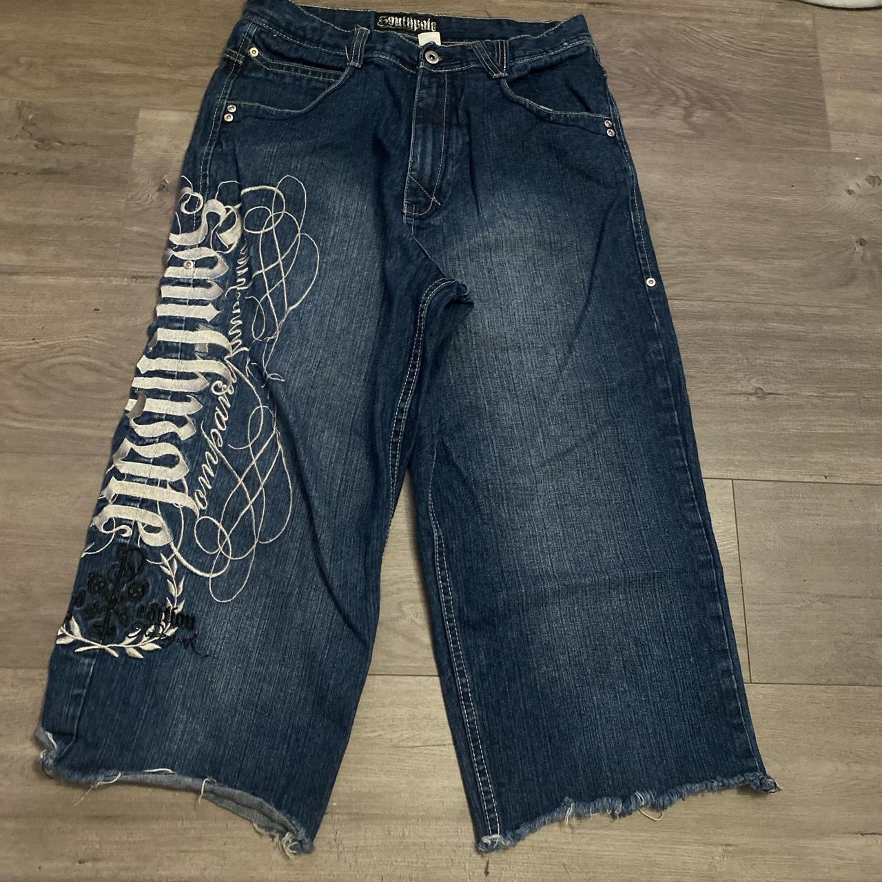 southpole jeans w embroidery and rhinestones DOWN... - Depop