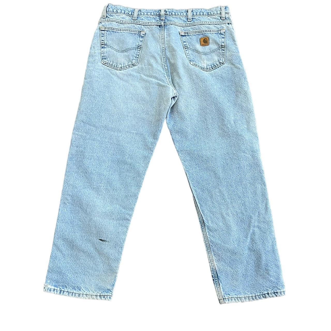 Carhartt Bleach Wash Flannel Lined Work Jeans Light... - Depop
