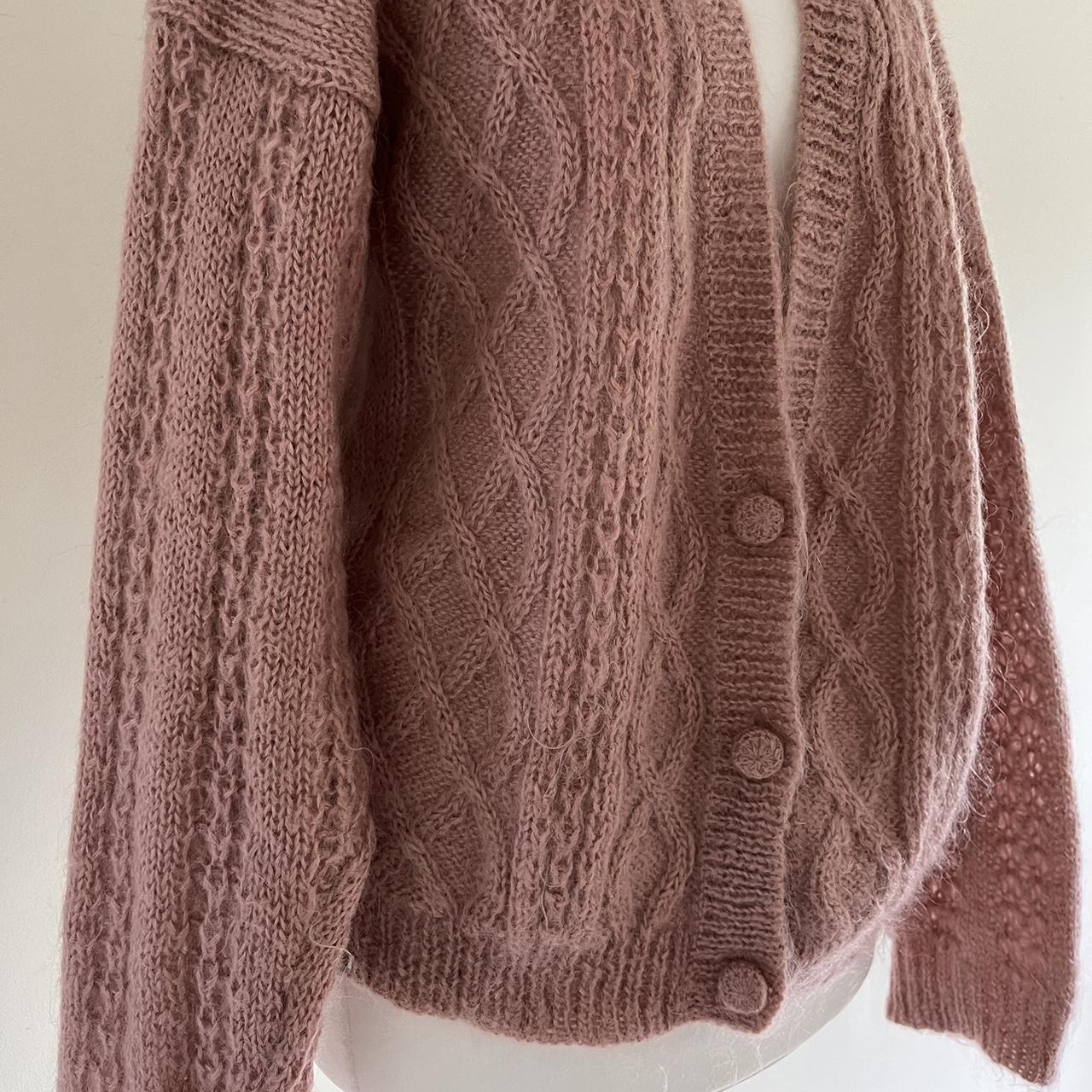 The cutest dusky pink chunky knit oversized cardigan... - Depop