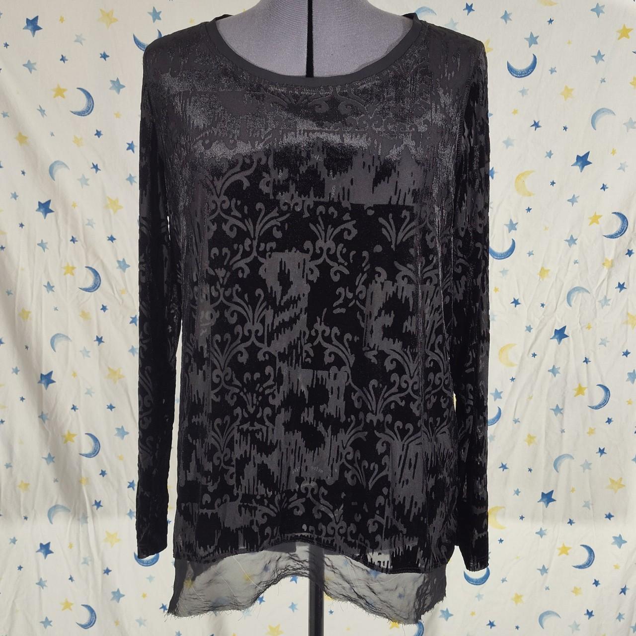 Black damask burnout velvet and mesh long Depop