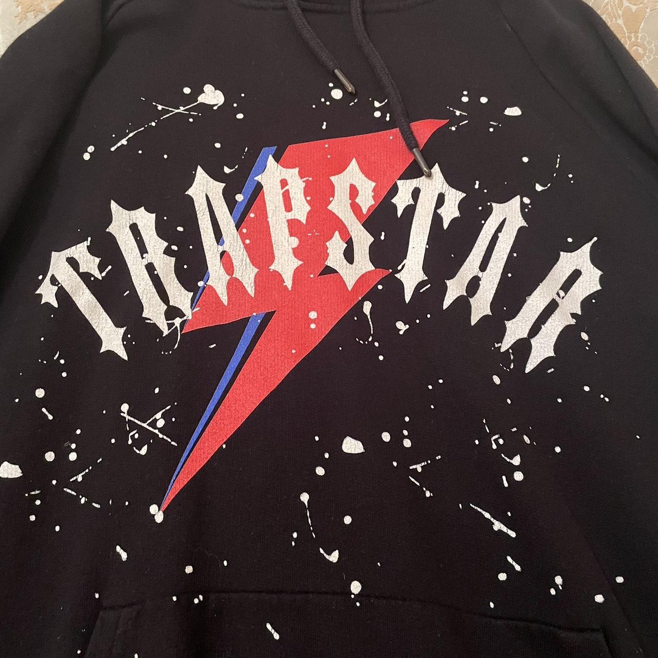 Trapstar Red/Black Paint Splatter Hoodie... Depop