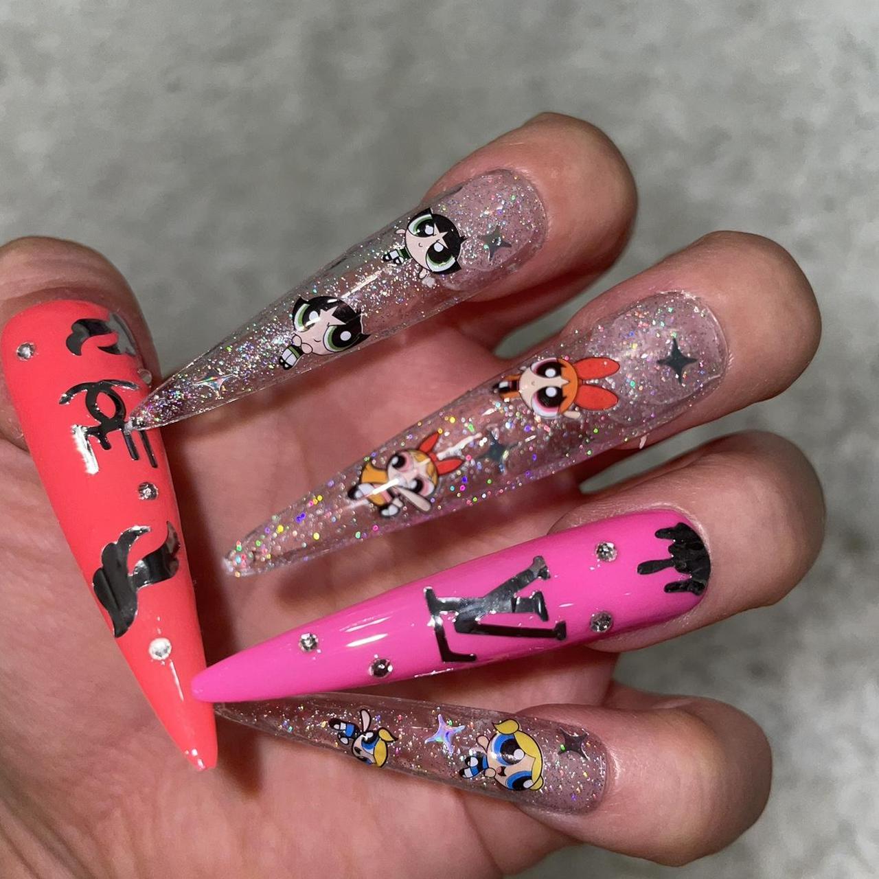 Louis Vuitton-style custom press on nails. Can be - Depop