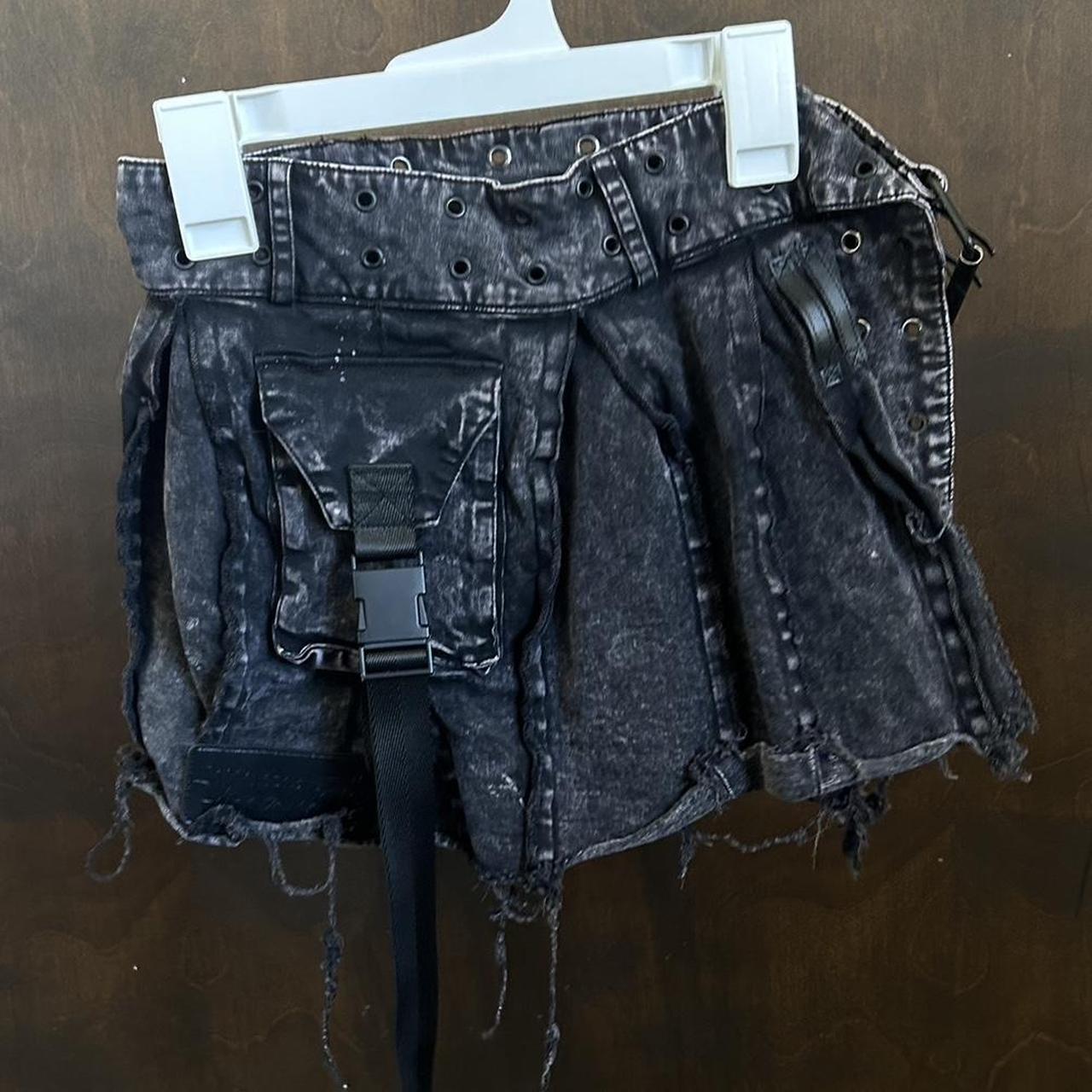 dolls kill / darker wavs black denim mini skirt ! no... Depop