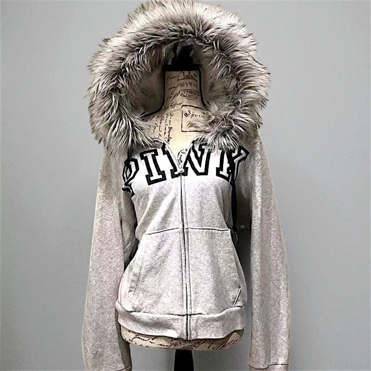 ジャケット・アウター Y2K fur mods coat velour coat emo Y2k Zip Up Hoodie Fur Jackets Winter Coats Teen Emo Grunge