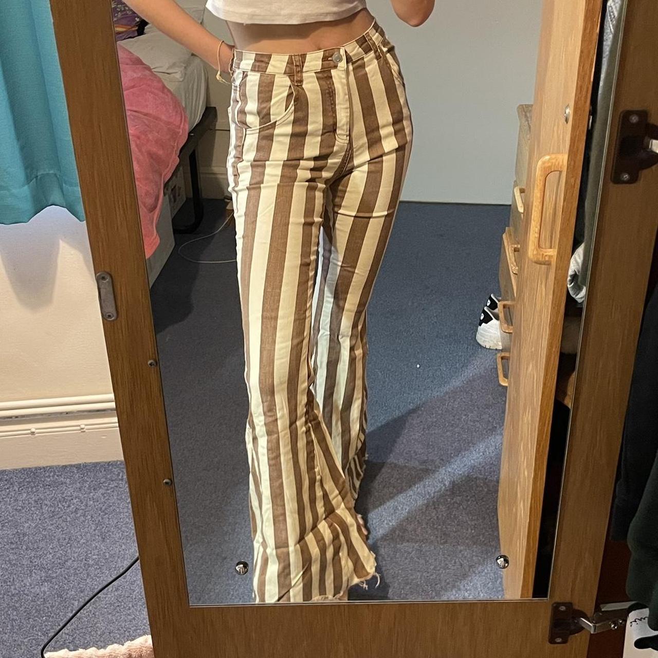 Women's Brown and Cream Jeans Depop