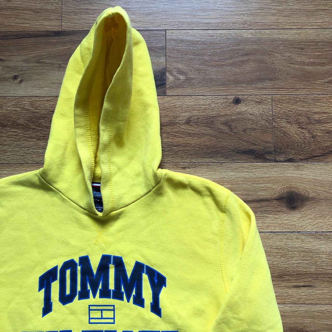 Tommy Hilfiger Men's Blue and Yellow Hoodie Depop