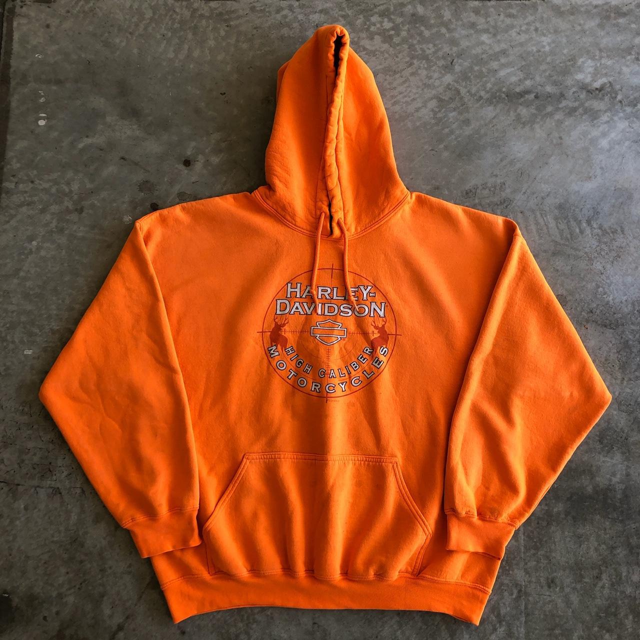 Harley Davidson Men's Orange Hoodie | Depop