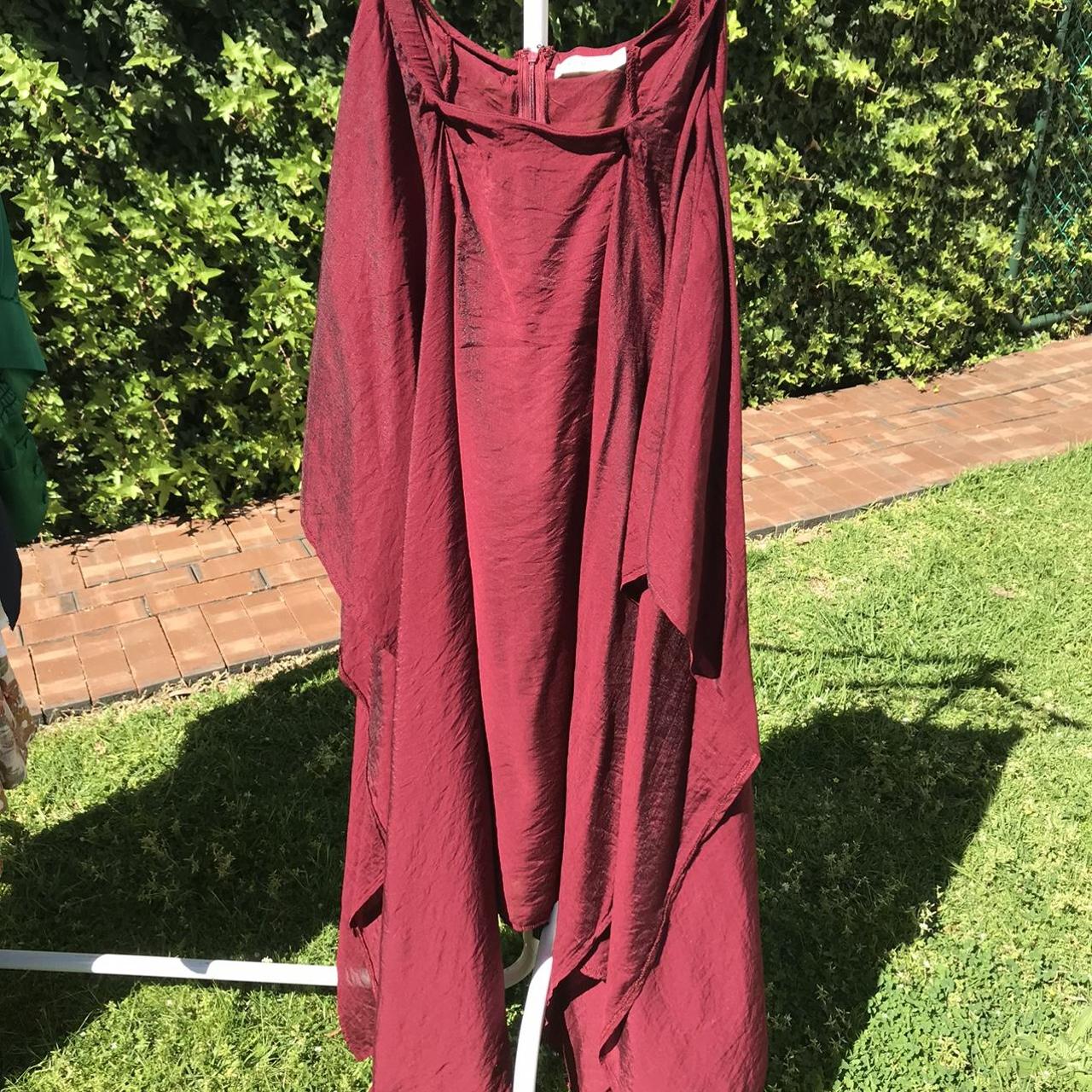 Burgundy Asymmetric Whoiam Maxi Skirt - size... - Depop