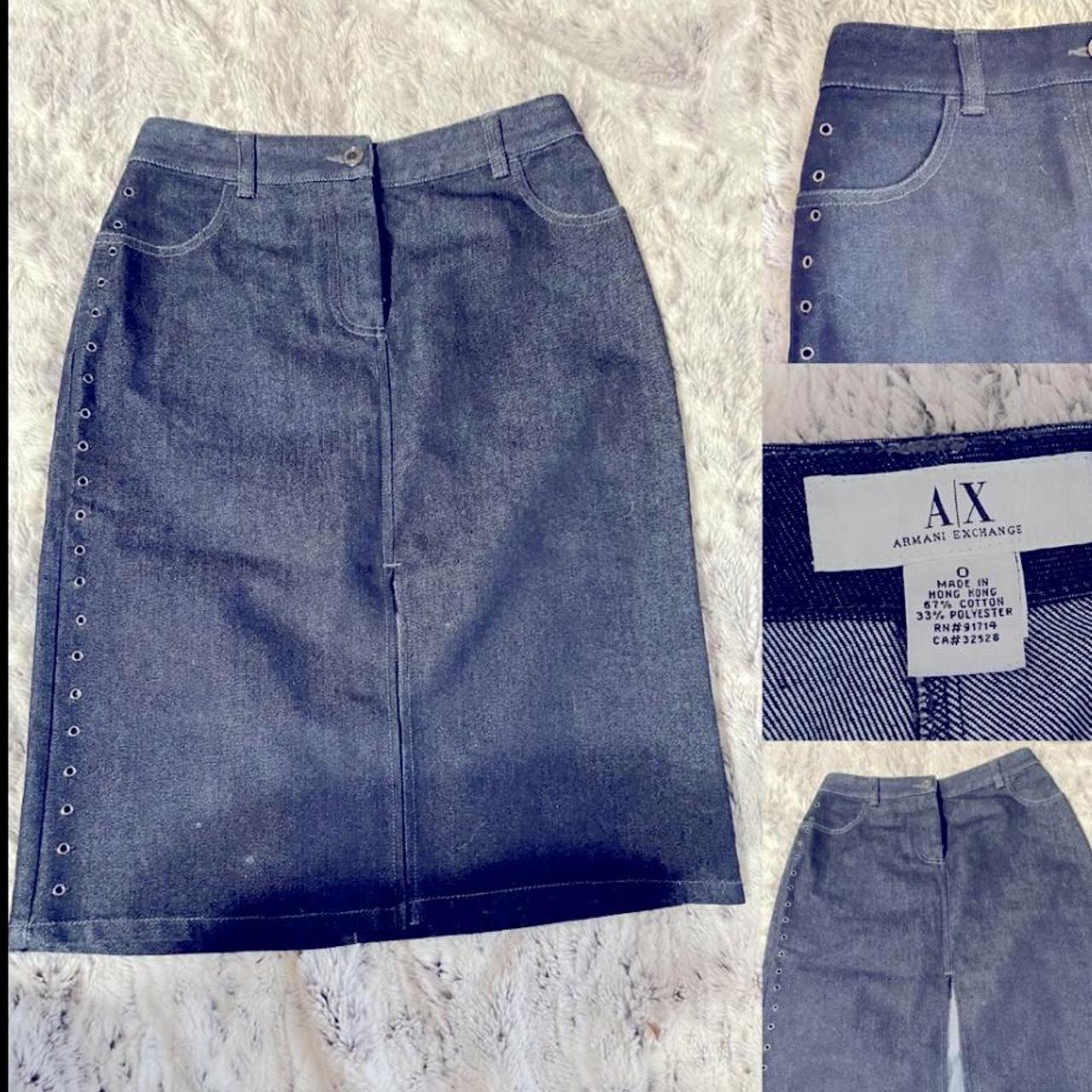 Armani Exchange Women's Blue Skirt | Depop