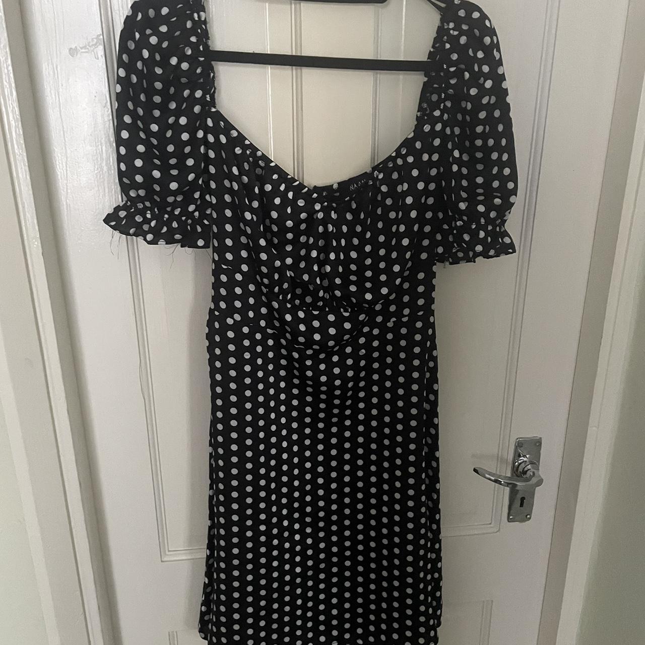 Satin Polka Dot Dress Size 8. Great condition. Tie... - Depop