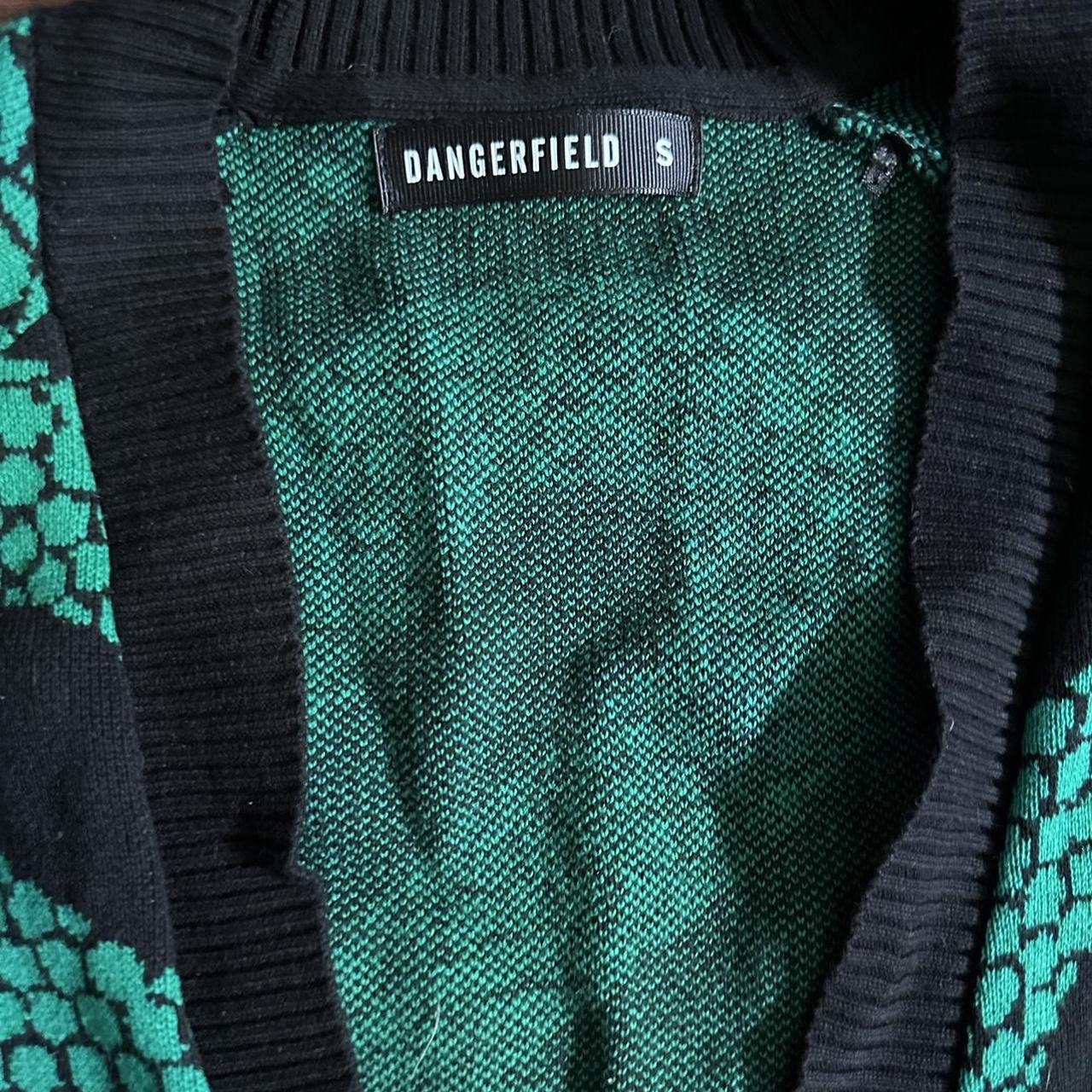 dangerfield green and black snake buttonless... - Depop