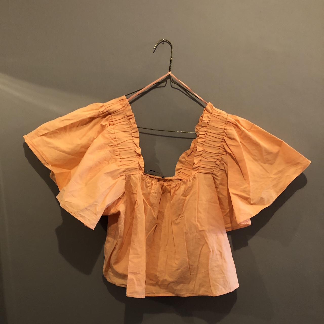 Zara orange off the shoulder cotton top size small - Depop