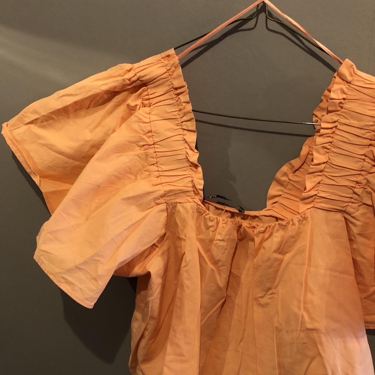 Zara orange off the shoulder cotton top size small Depop