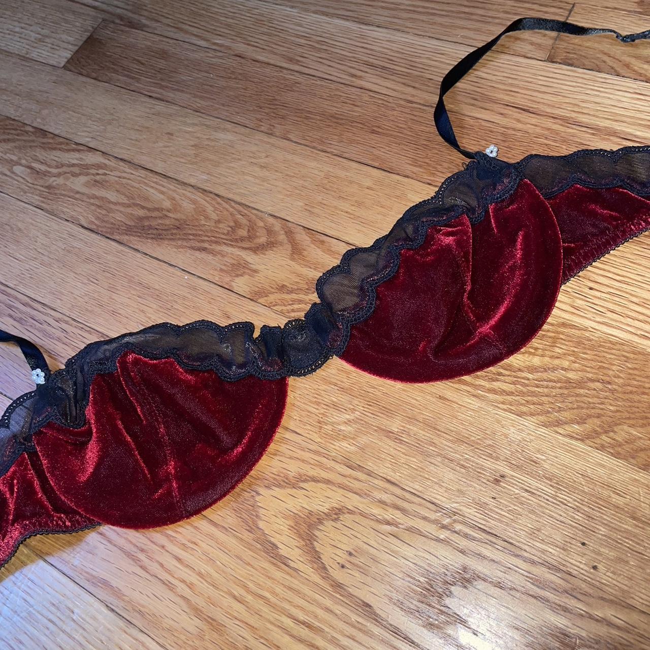 Beautiful Vintage Christian Dior Velvet Bra Size 36b... - Depop