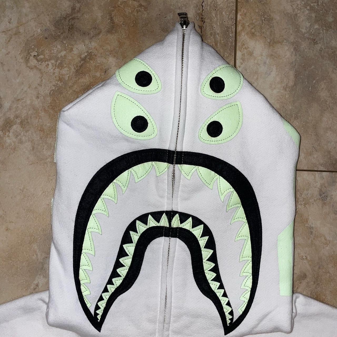BAPE X Bounty Hunter Mad Shark Full Zip Hoodie White | Depop