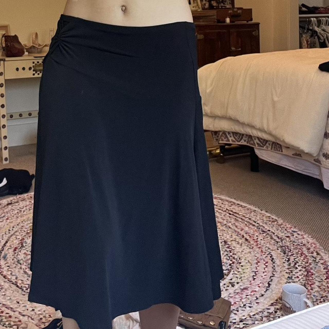 Black midi skirt Cinch detail on waist Would fit... - Depop