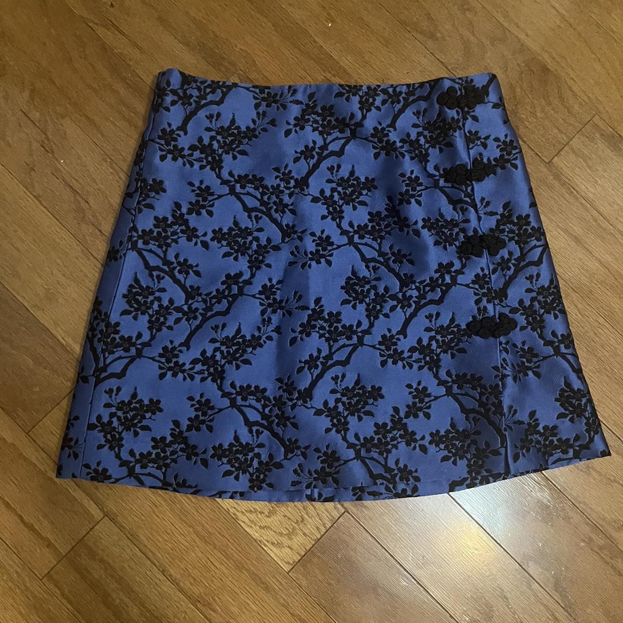 Zara blue outlet floral mini skirt