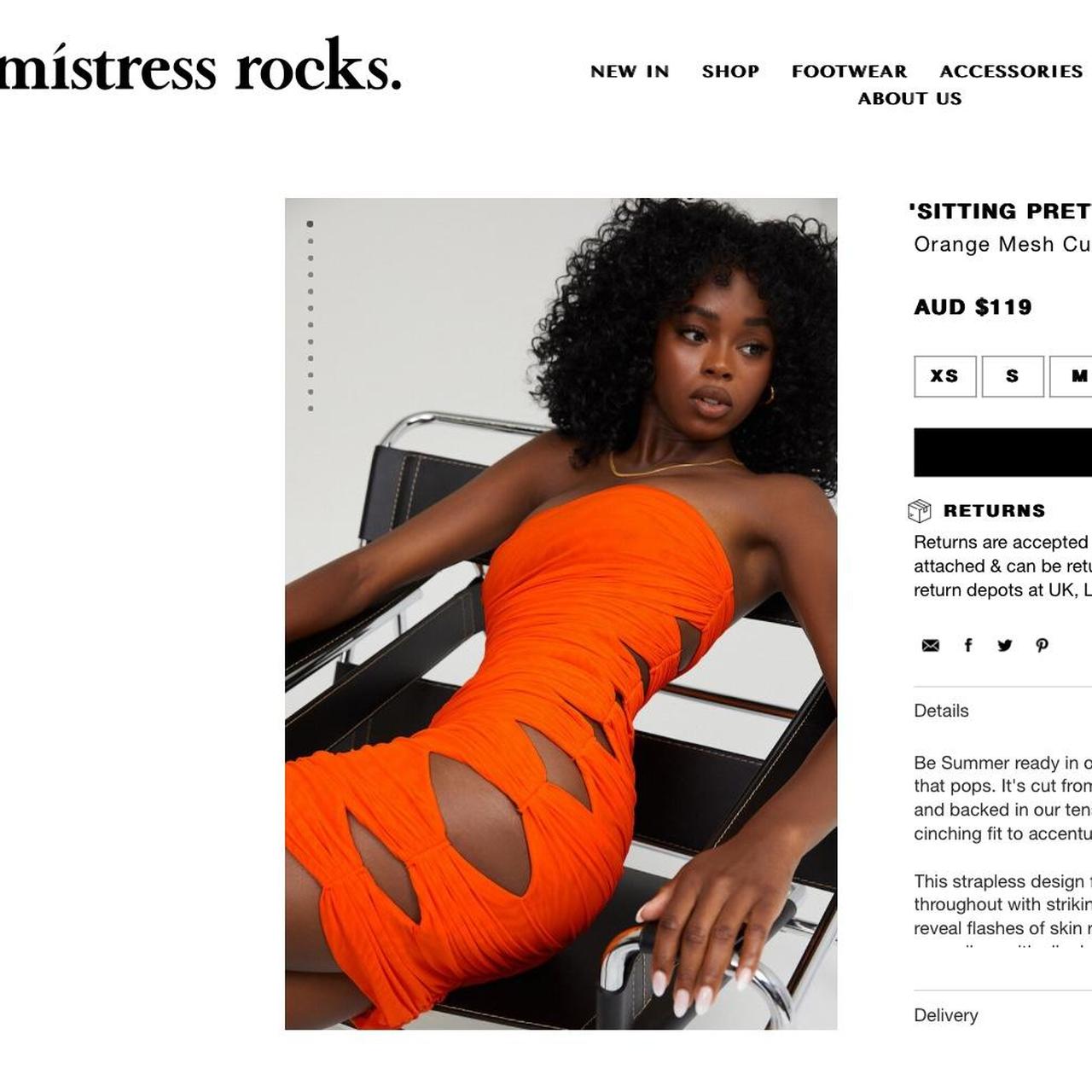 Mistress Rocks Sitting Pretty Mini Dress in ORANGE. Depop