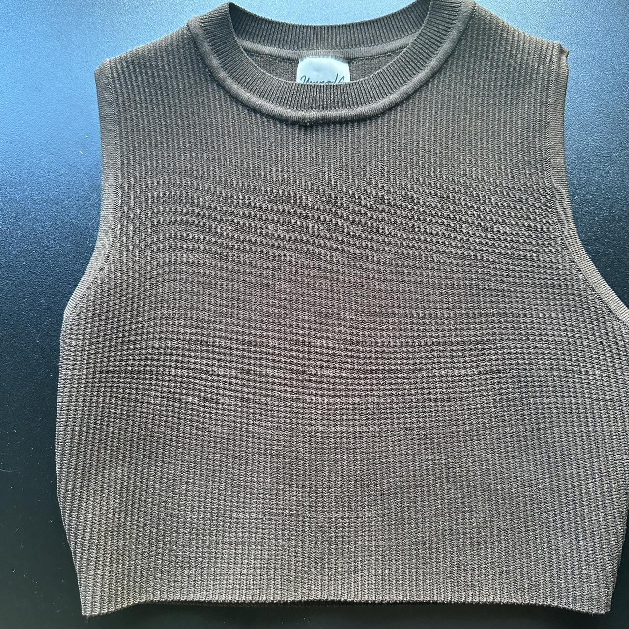 Ribbed YoungLA crop top brown *Never worn *high... - Depop