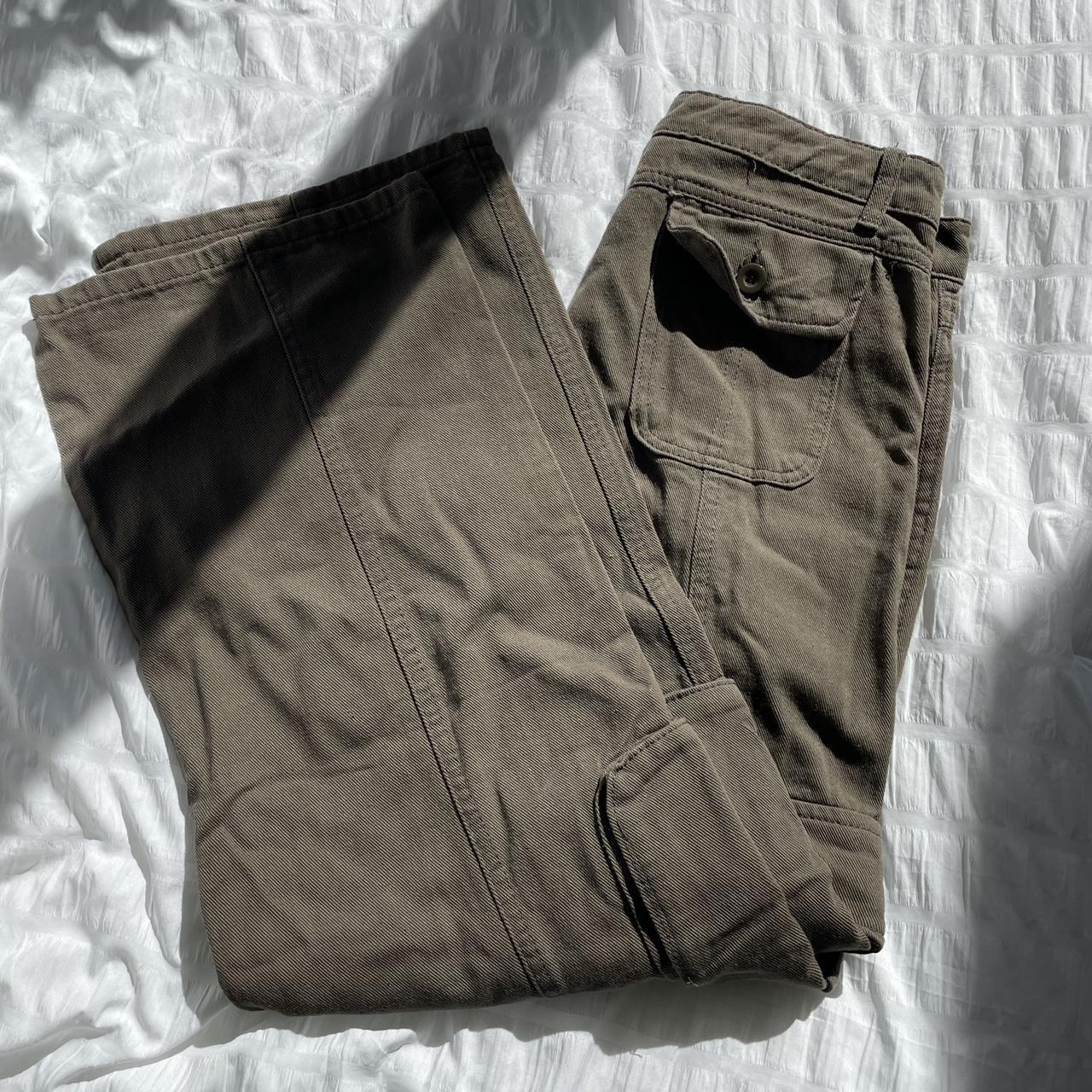 green cargo pants fit medium cute fit hella pockets... - Depop