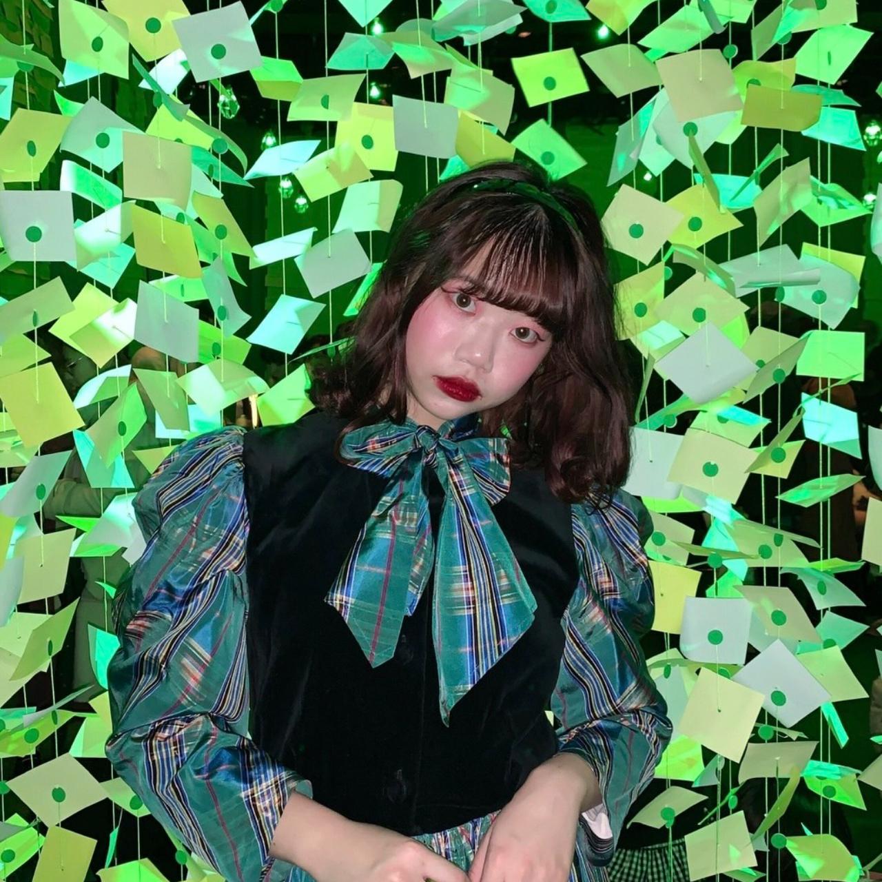 Vintage 80s Beautiful Green Baby Doll Velvet Plaid... Depop