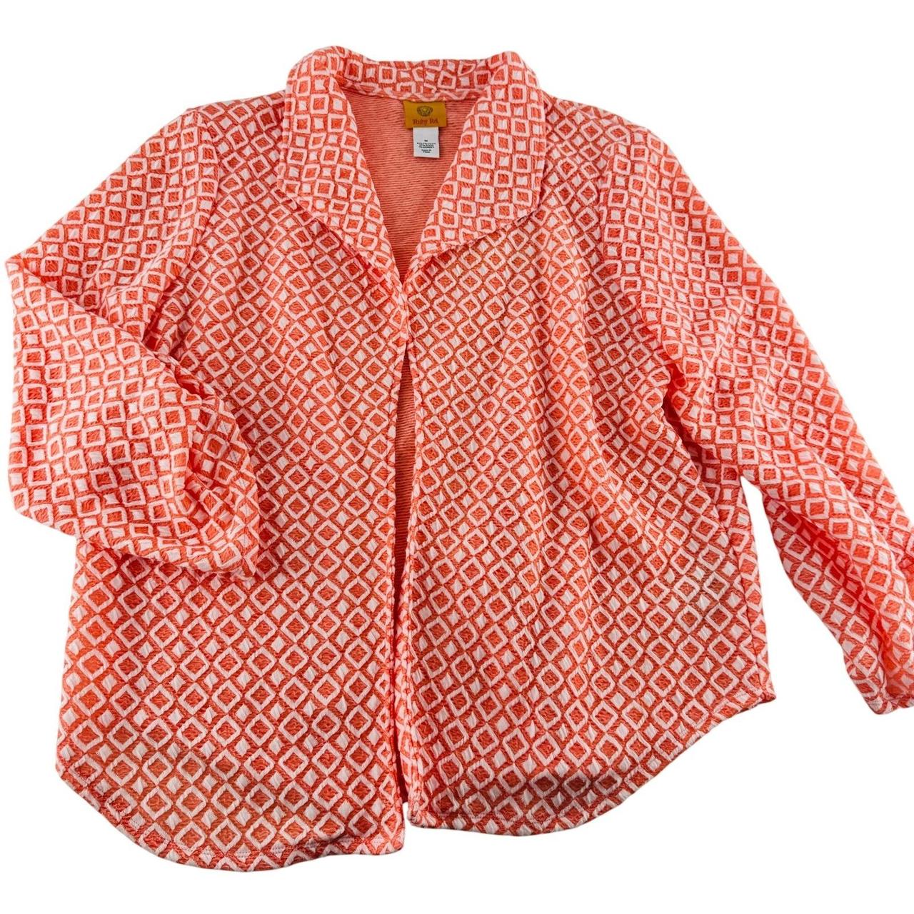 Ruby Rd. Women's Cardigan - Orange/White - M – Ru… - image 1