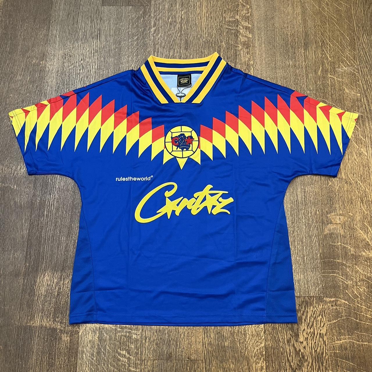 Corteiz Blue Football Jersey Size Medium Mint - Depop