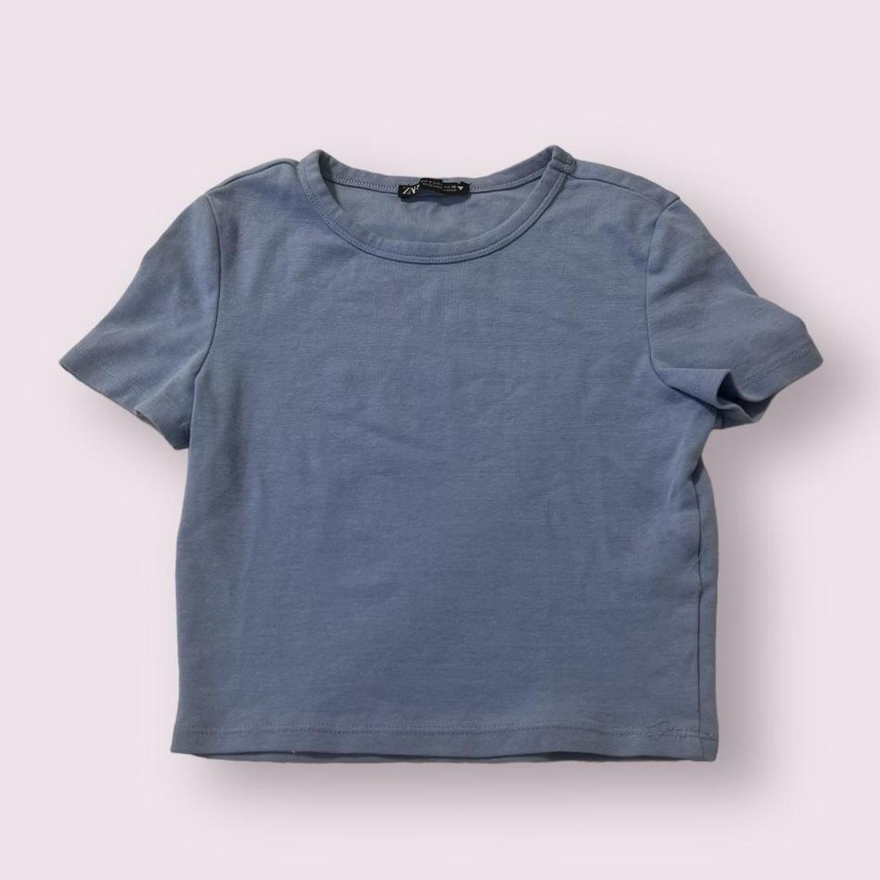 Light Muted Blue Baby Tee Size - S Fits True To... - Depop