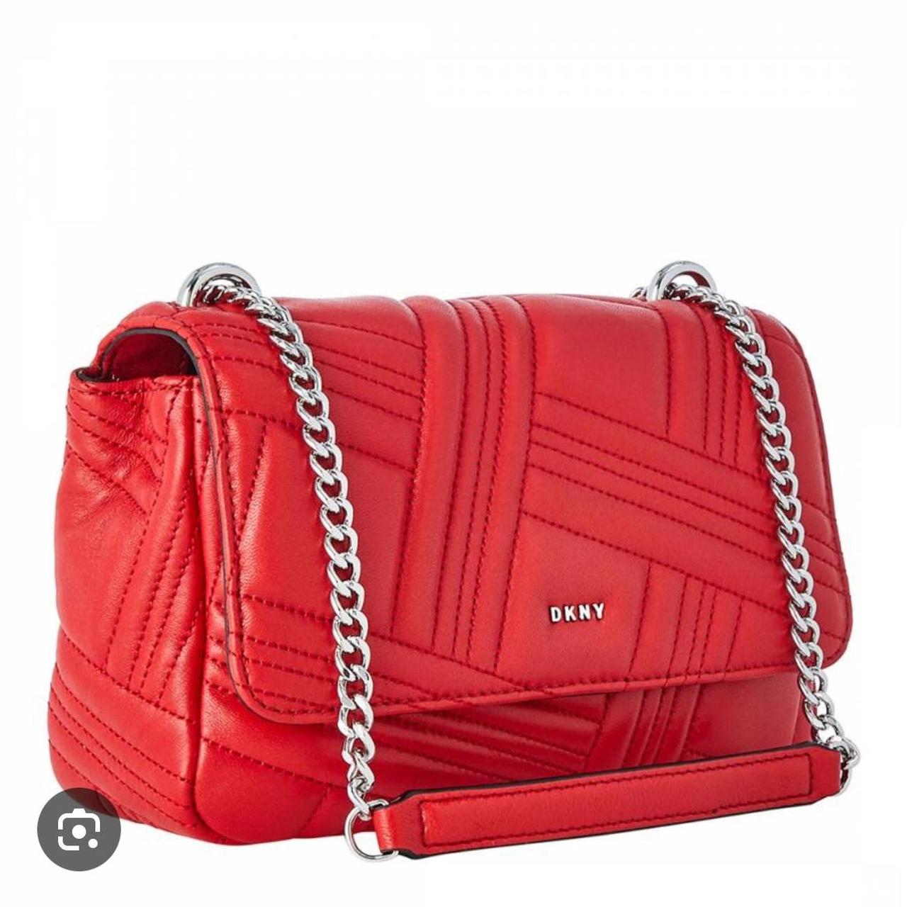 Dkny red leather bag on sale