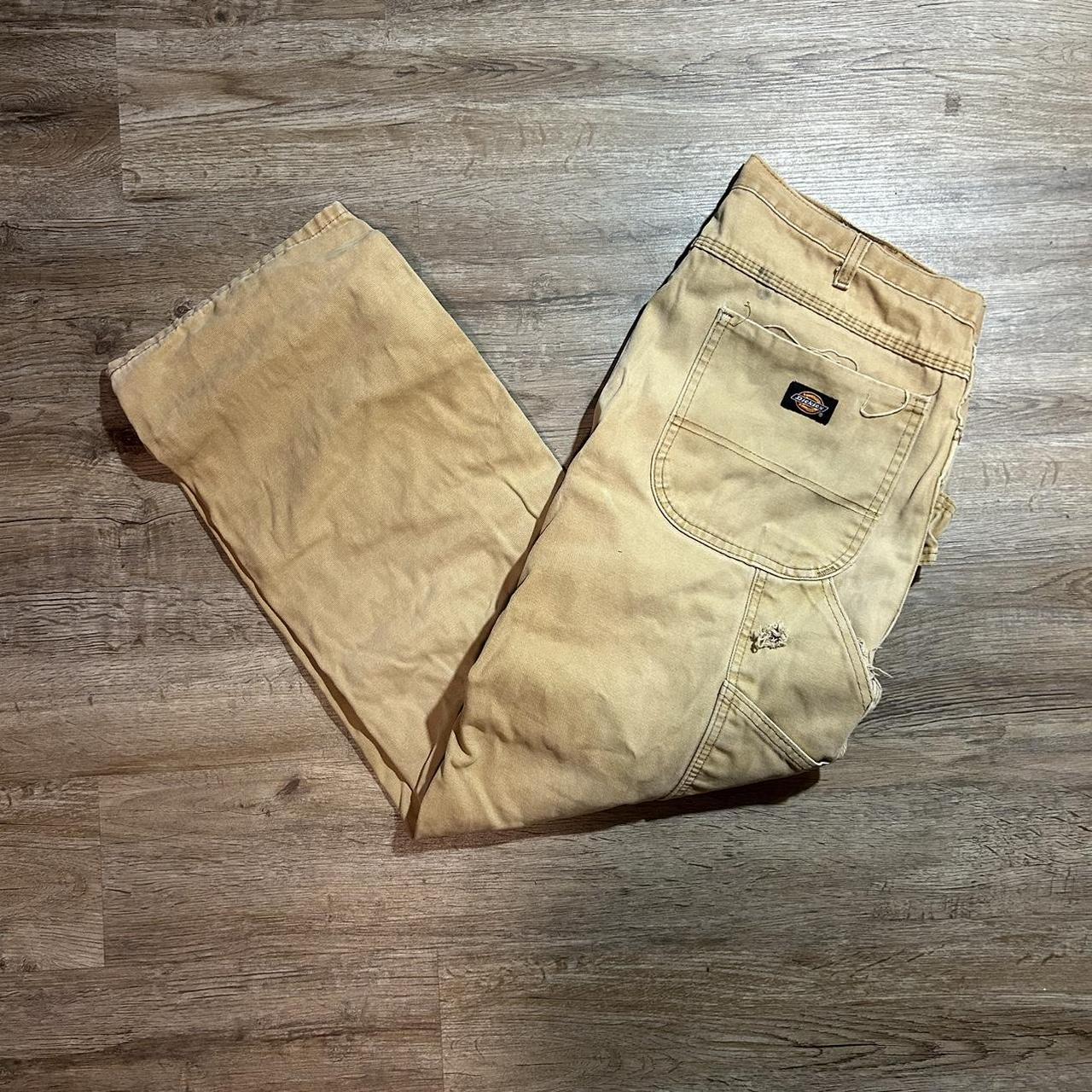 Vintage Tan Dickies Carpenter Pants Distressed Size... - Depop