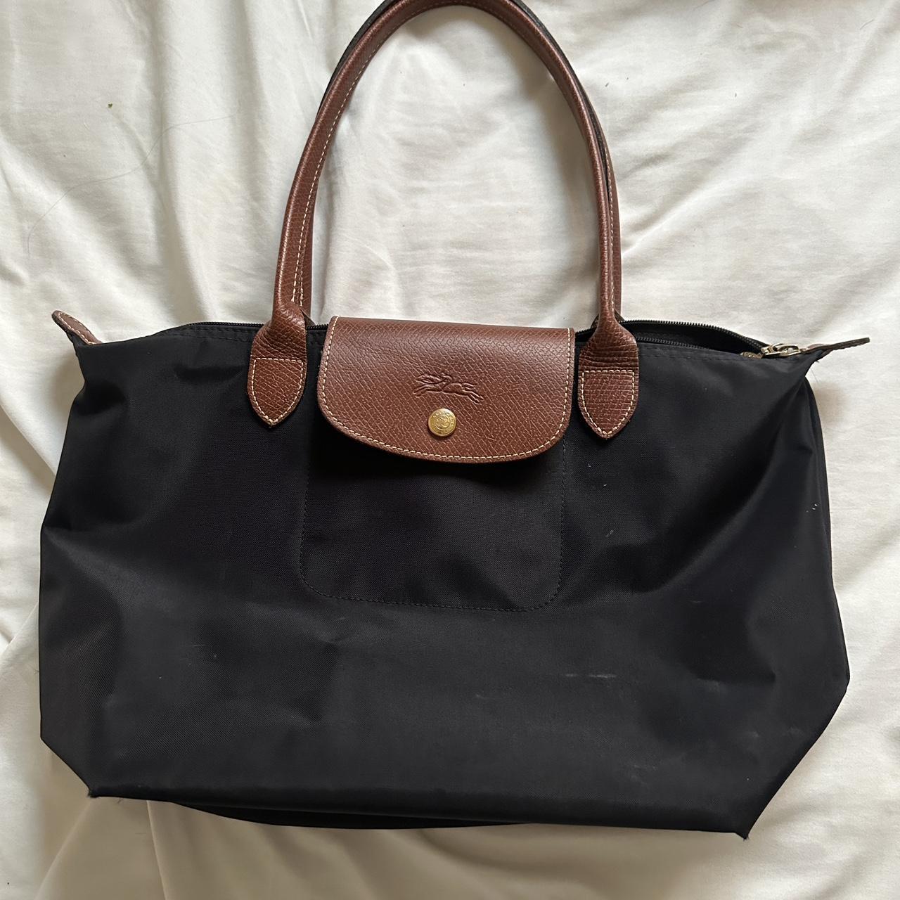 Authentic black longchamp le pliage bag in small - Depop