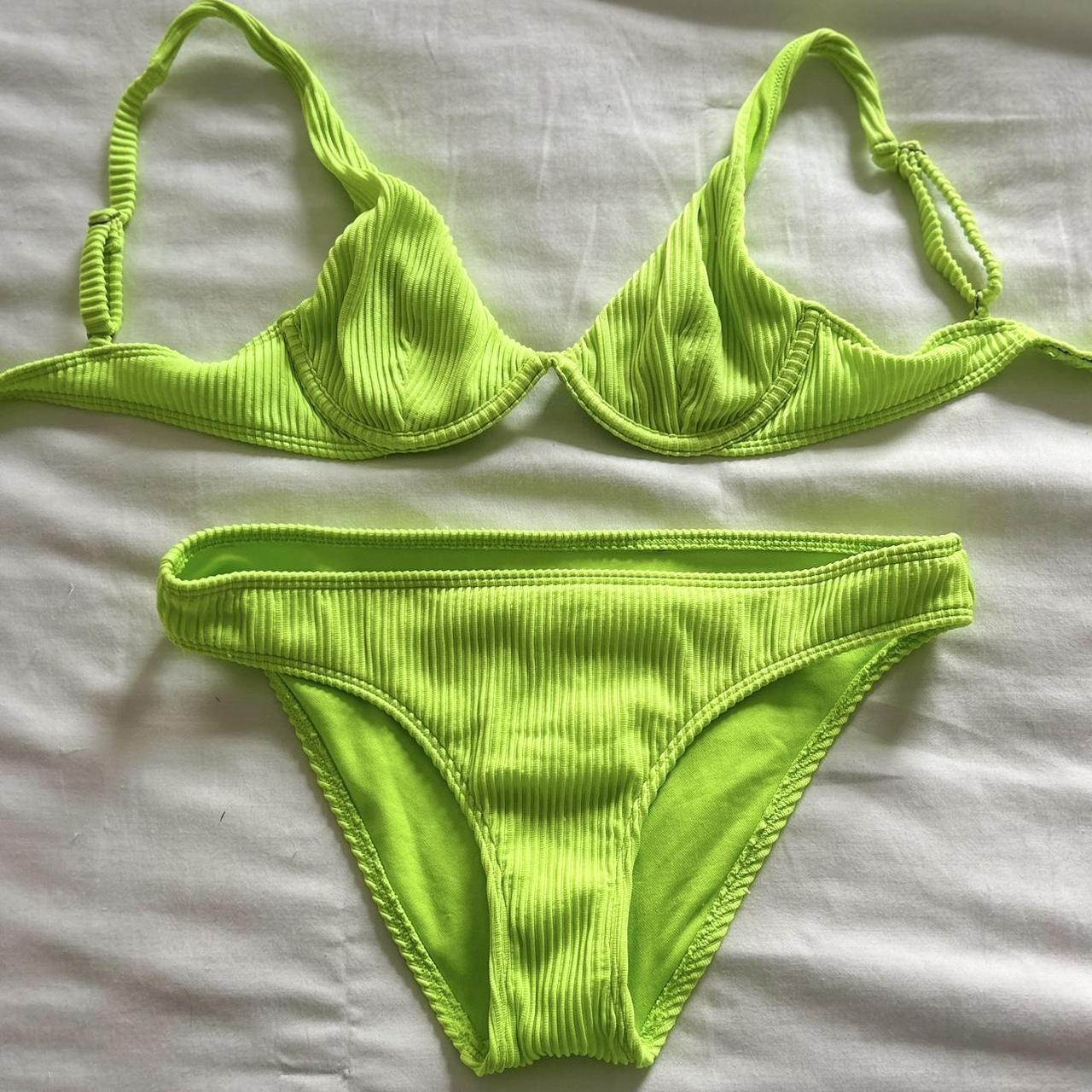 neon green bikini set from hollister, underwire