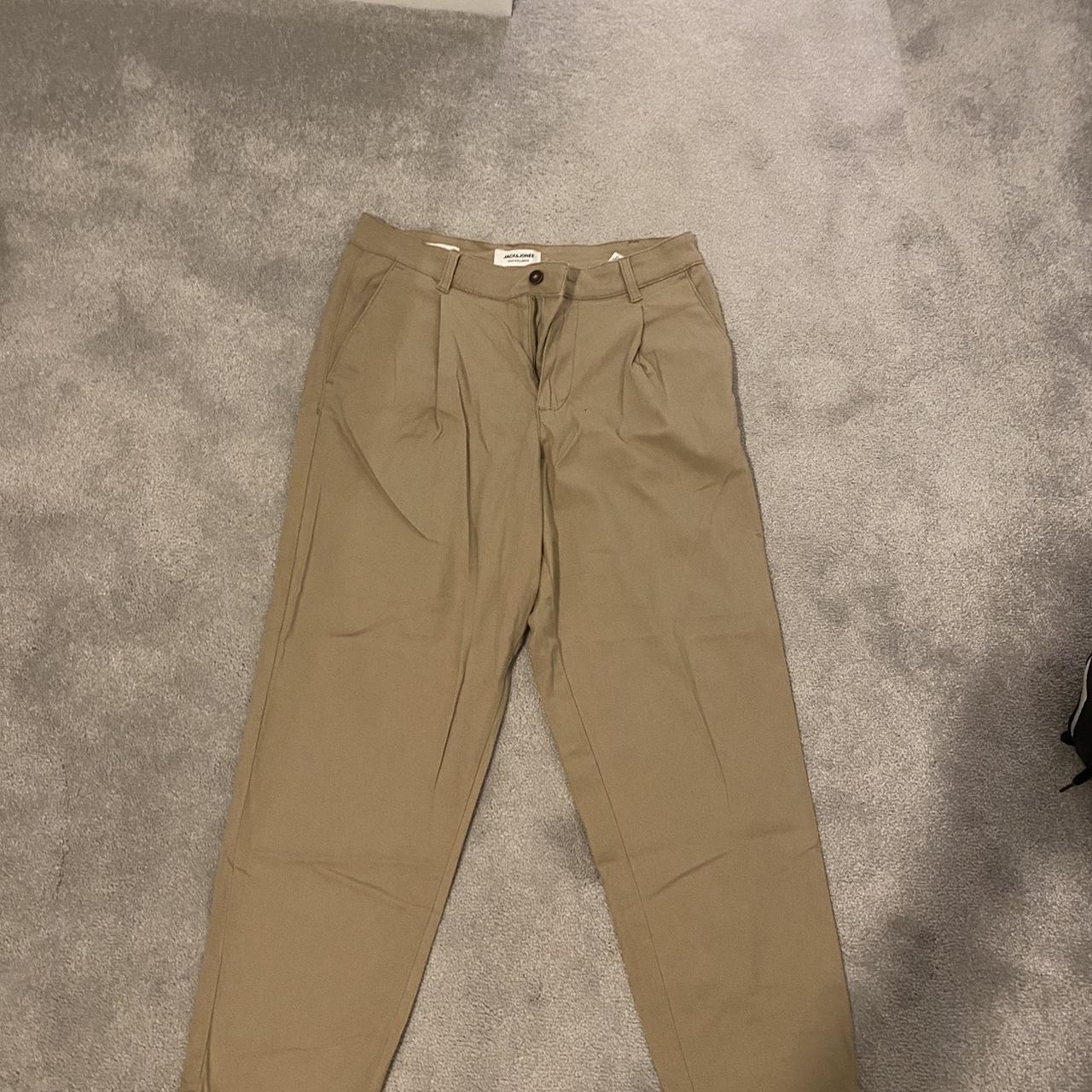 Jacks & Jones beige loose fit chino trousers around... - Depop