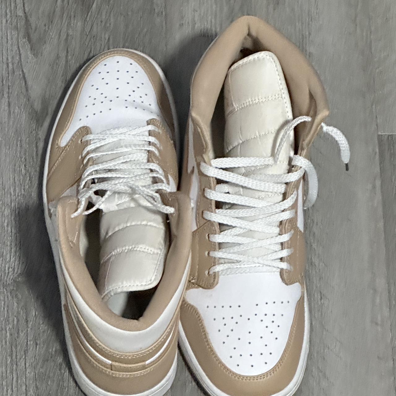 tan and green jordans