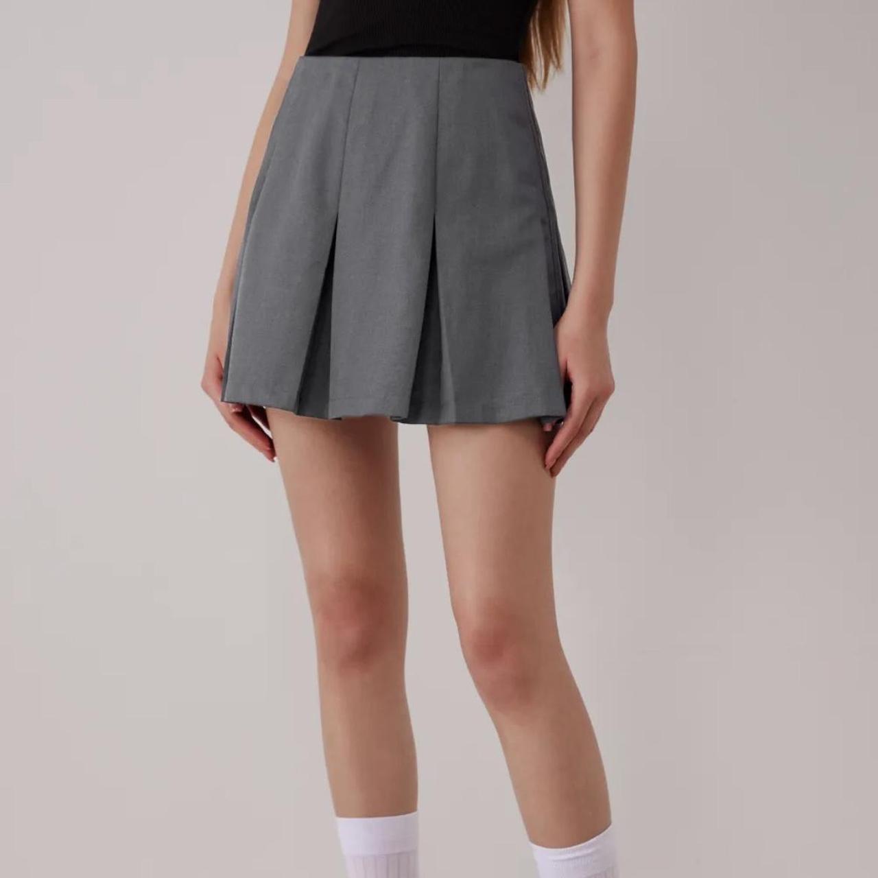 Grey mini skirt with pleats. Brand new, only worn... - Depop