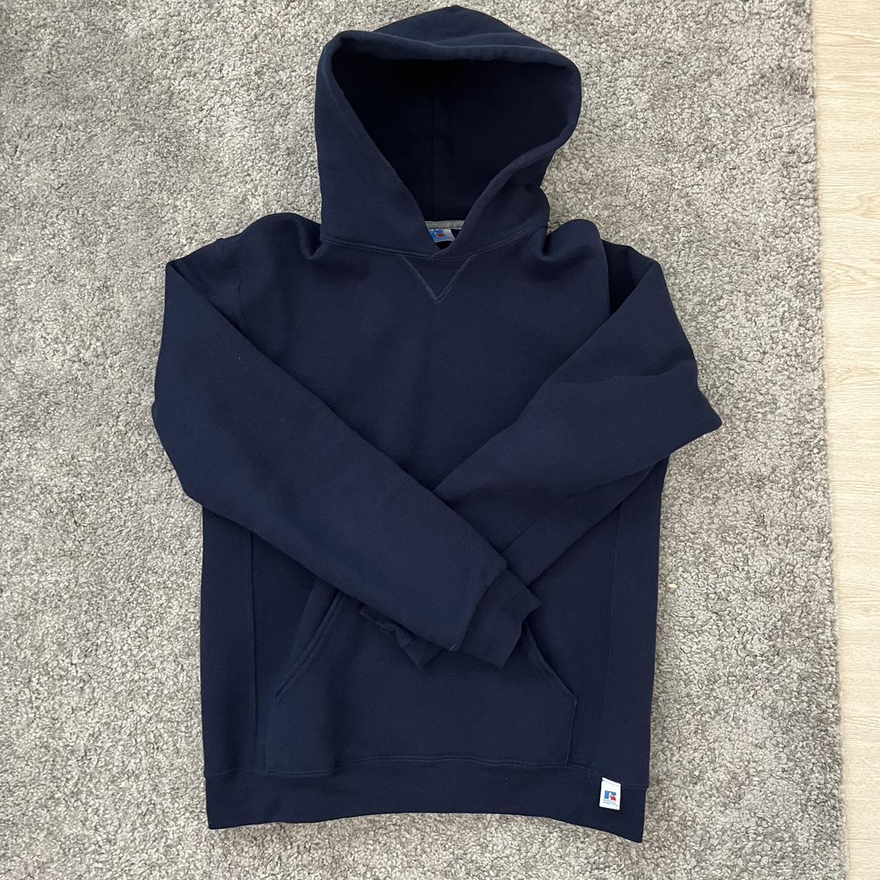 Navy blue Russel Hoodie Kids size XL but fits men... - Depop