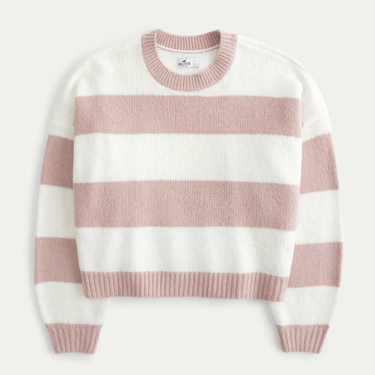 Hollister Co. pink and white striped sweater Soft. Depop