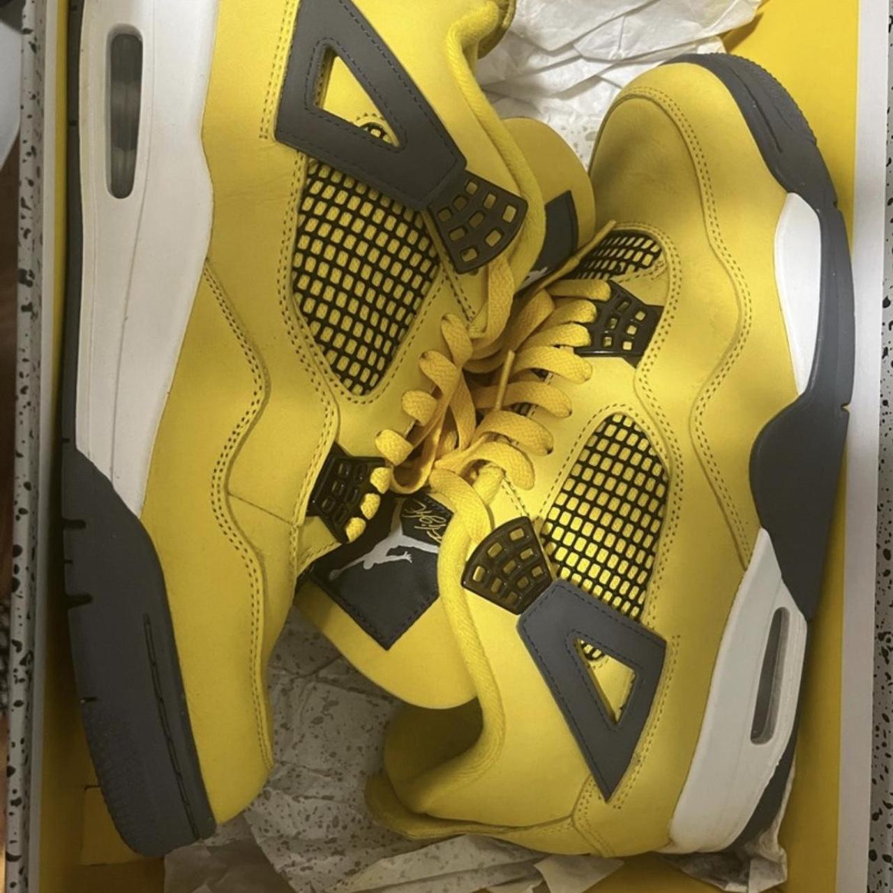 Custom Jordan 4 Size 12 Decreased, Some Heel Drag, - Depop