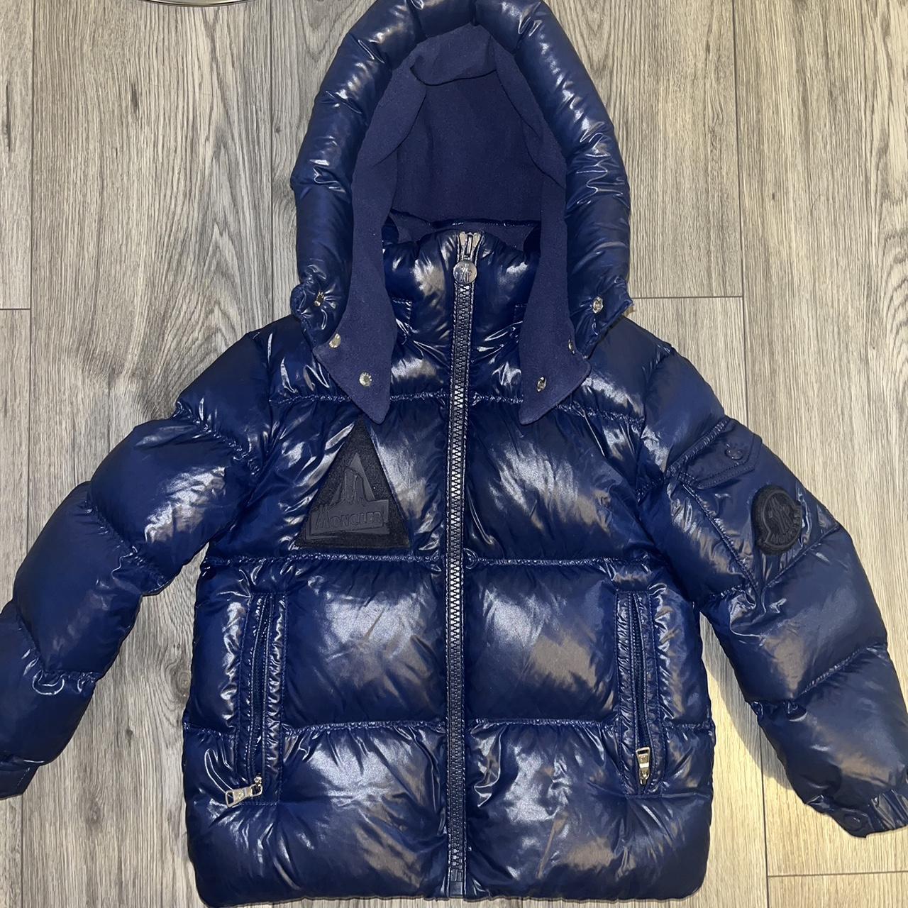 Moncler Navy and Blue Coat | Depop